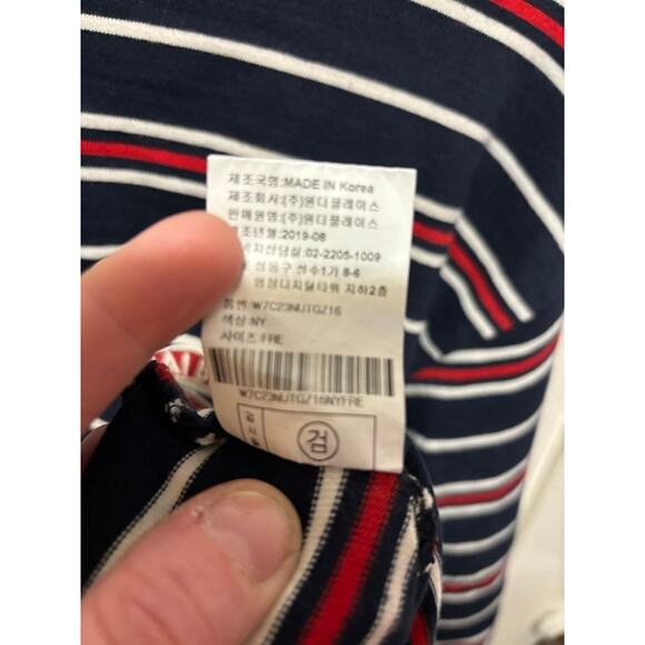 Ordinary Holiday oversized t-shirt tee long sleeved Japanese striped red blue - Picture 7 of 8